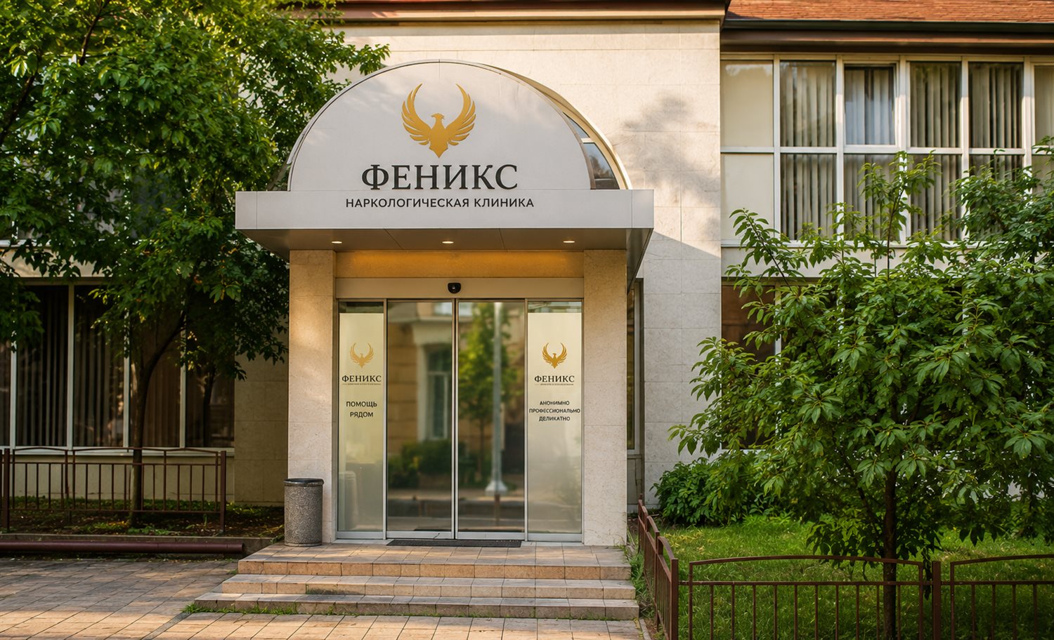 Вход в наркологическую клинику «Феникс» в Реутове